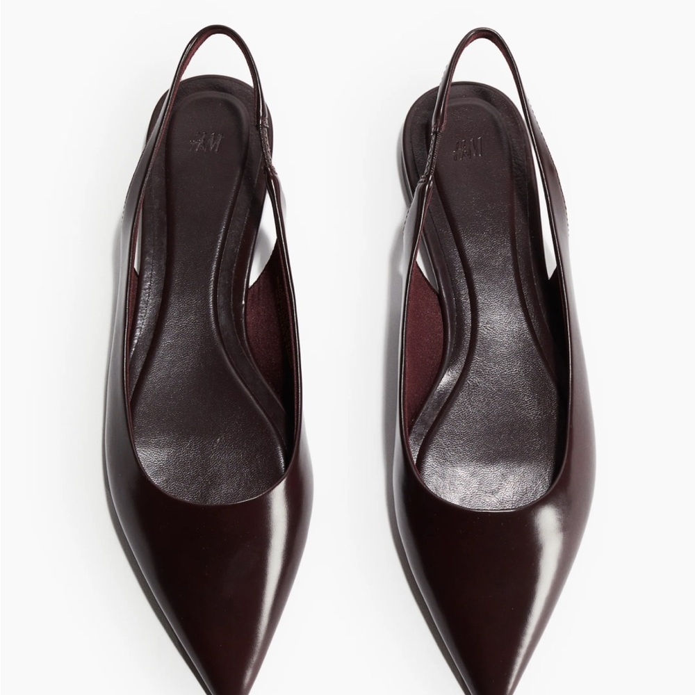 H&M Dark Burgundy Pointed Slingback Flats